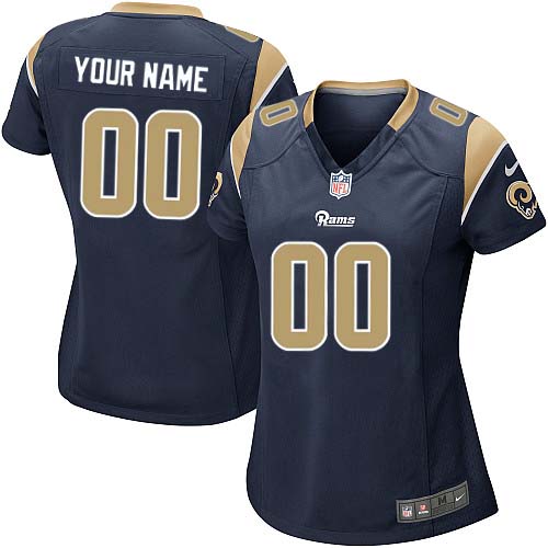 Nike Los Angeles Rams Customized Navy Blue Stitched Women's NFL Jersey